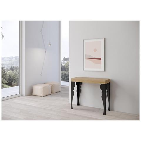 Consolle Allungabile 90x40/300 Cm Paxon Telaio Antracite - Quercia Natura - Foto 2