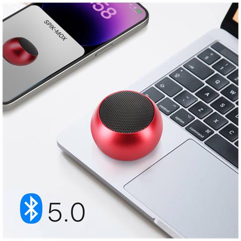 Mini-altoparlante Wireless Bluetooth Autonomia 3 Ore Ultra-compatto, Rosso - Foto 2