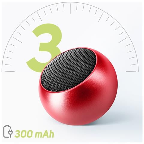 Mini-altoparlante Wireless Bluetooth Autonomia 3 Ore Ultra-compatto, Rosso - Foto 5
