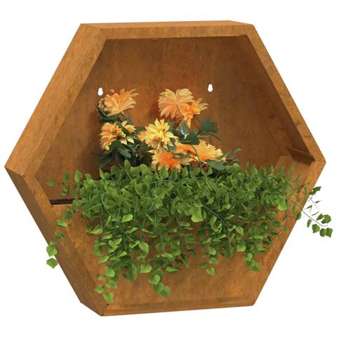Fioriere Da Parete 2 Pz Ruggine In Acciaio Corten 46x10x40 Cm - Foto 2