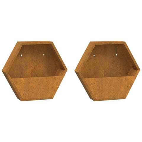 Fioriere Da Parete 2 Pz Ruggine In Acciaio Corten 46x10x40 Cm - Foto 1