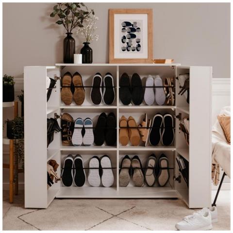 Scarpiera Satos02a Bianca 2 Ante E 8 Ripiani - Foto 1