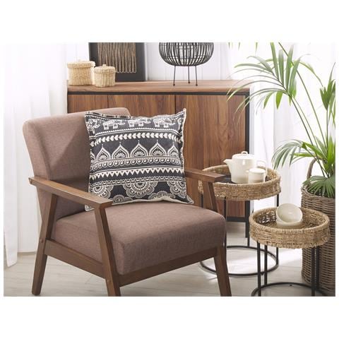 Set Di 2 Cuscini Atabagi Cotone 45 X 45 Cm Nero Trama Orientale - Foto 1
