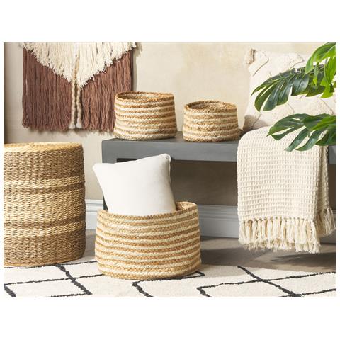 Set Di 3 Cestini Kahu Iuta Naturale - Foto 1