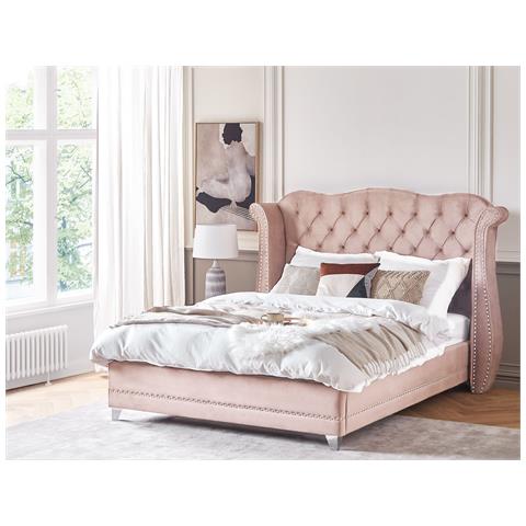 Letto Velluto Rosa 180 X 200 Cm Ayette - Foto 1