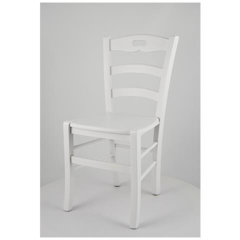 Set 2 Sedie Modello Savoie Per Cucina Bar E Sala Da Pranzo, Robusta Struttura E Seduta In Legno Di Faggio Color Laccato Bianco - Foto 2