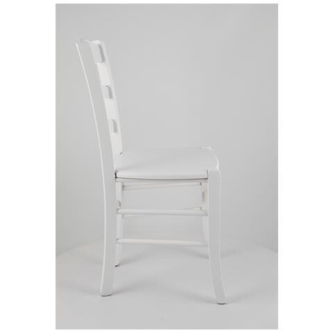 Set 2 Sedie Modello Savoie Per Cucina Bar E Sala Da Pranzo, Robusta Struttura E Seduta In Legno Di Faggio Color Laccato Bianco - Foto 4