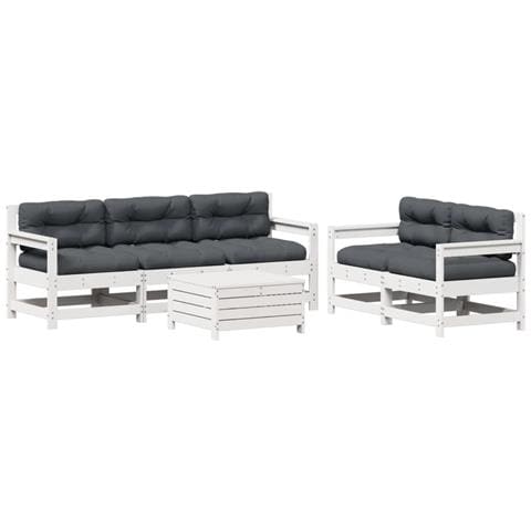 Set Salotto da Giardino 6 pz Bianco in Legno Massello di Pino - Foto 1