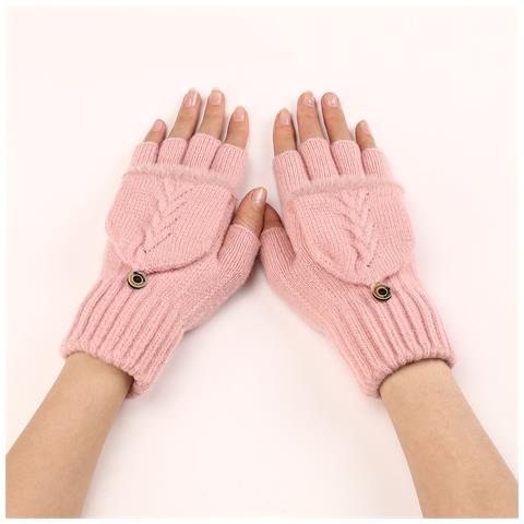 Guanti Senza Dita Lavorati A Maglia Pink - Foto 1