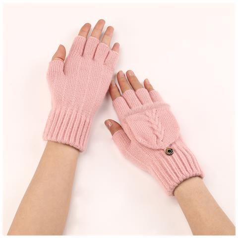 Guanti Senza Dita Lavorati A Maglia Pink - Foto 2