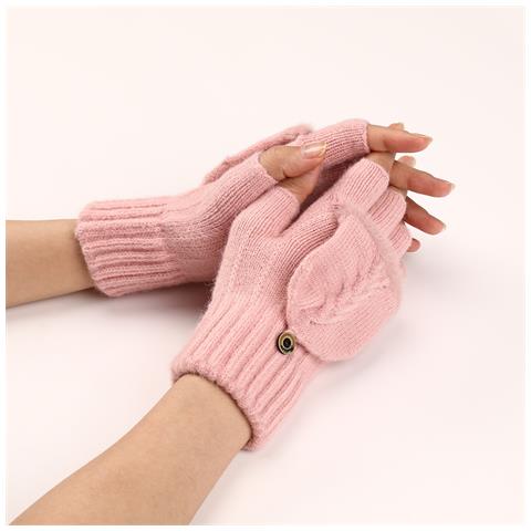 Guanti Senza Dita Lavorati A Maglia Pink - Foto 4