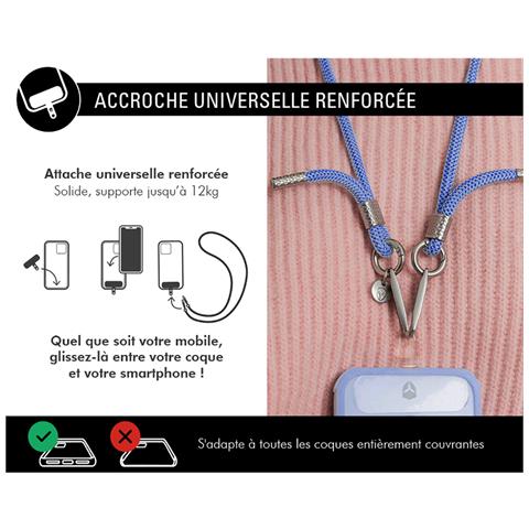 Tracolla Universale Per Smartphone A Doppio Gancio Con Sistema Di Fissaggio, Blu - Foto 2