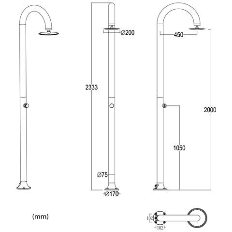 Luna Timer Bianca Doccia In Alluminio Doppio Attacco Acqua Fredda Laterale O Inferiore Doccia Acqua Fredda Temporizzata Con Soffione E Miscelatore Tondo Bianca - Foto 6