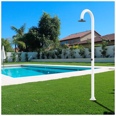 Luna Timer Bianca Doccia In Alluminio Doppio Attacco Acqua Fredda Laterale O Inferiore Doccia Acqua Fredda Temporizzata Con Soffione E Miscelatore Tondo Bianca - Foto 1