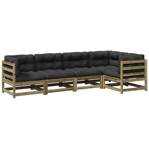Set Divani Da Giardino 5pz Con Cuscini Legno Impregnato Di Pino - Foto 2