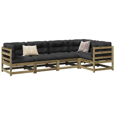 Set Divani Da Giardino 5pz Con Cuscini Legno Impregnato Di Pino - Foto 1