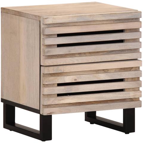Comodini 2pz 40x34x46 Cm In Legno Massello Di Mango Sbiancato - Foto 2