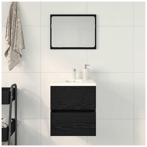 Mobile Lavabo Rovere Nero 41x38,5x45 Cm In Legno Multistrato - Foto 3