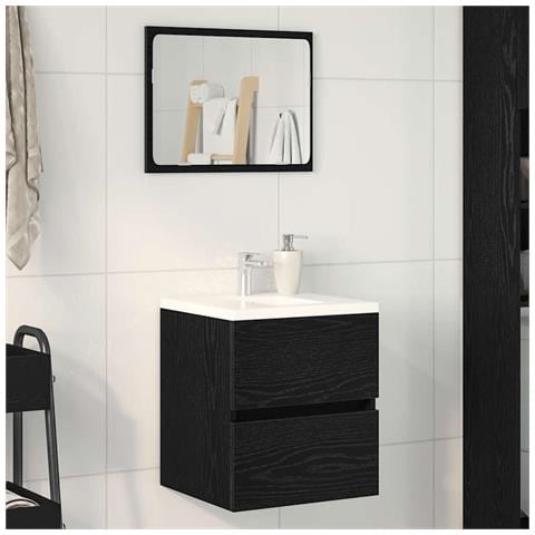 Mobile Lavabo Rovere Nero 41x38,5x45 Cm In Legno Multistrato - Foto 1