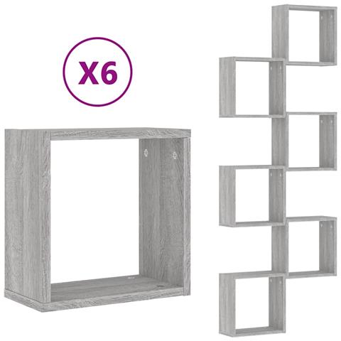 Mensole Parete A Cubo 6 Pz Grigio Sonoma 30x15x30 Cm - Foto 2