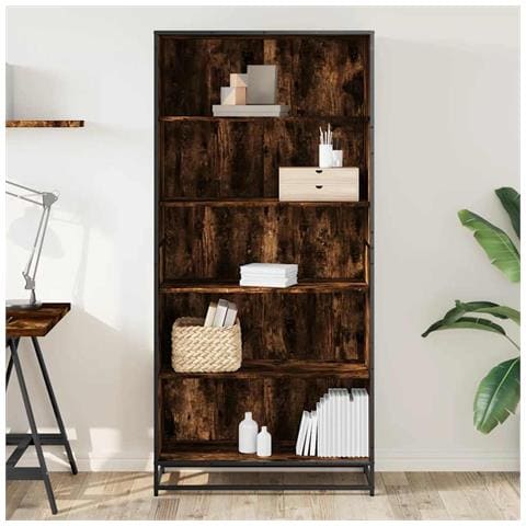 Libreria Rovere Fumo 80,5x35x170,5 Cm In Truciolato - Foto 3