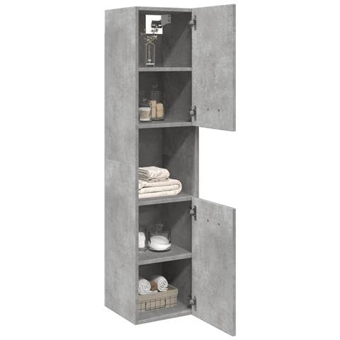 Mobile Pensile Da Bagno Grigio Cemento 30x30x130cm Truciolato - Foto 3