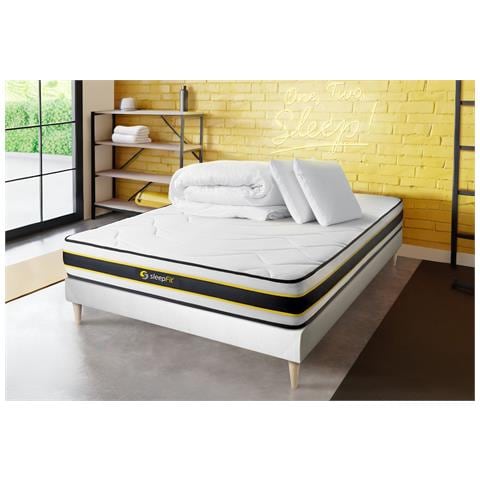 Pacchetto Letto Completo - Materasso 160x200cm + Box Spring Con Doghe (kit) + 2 Cuscini + Piumino - Flexy - Foto 1
