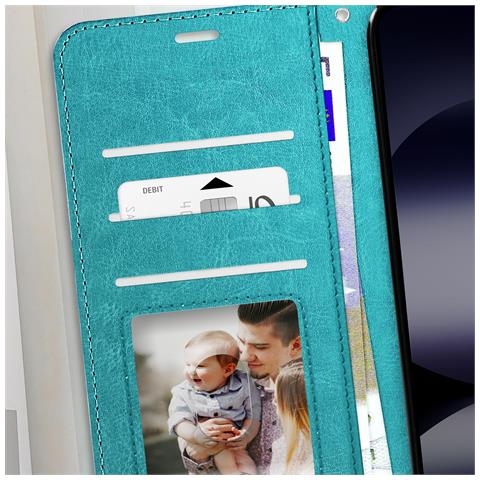 Custodia A Portafoglio Con Cordino Per Xiaomi Redmi Note 14 4g, Turchese - Foto 5