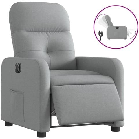 Poltrona Elettrica Reclinabile Grigio Chiaro In Tessuto - Foto 1