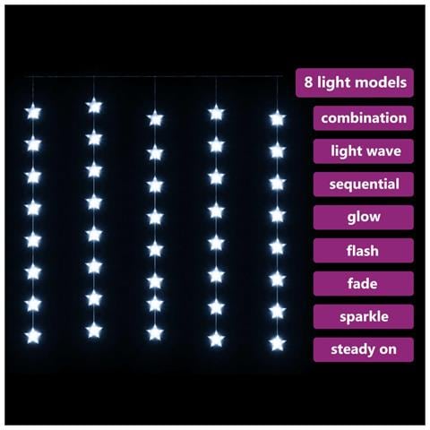 Lusso Casadino - Luci Fatate A Stella A Led 200 Led Bianco Freddo 8 Funzioni - Foto 2