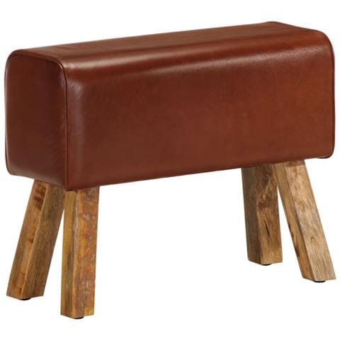 Lusso Casadino -  Panca Da Palestra 58 Cm Vera Pelle Marrone E Massello Di Mango - Foto 2