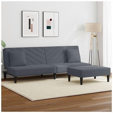 Set di Divani 2 pz con Cuscini Grigio Scuro in Velluto - Foto 2