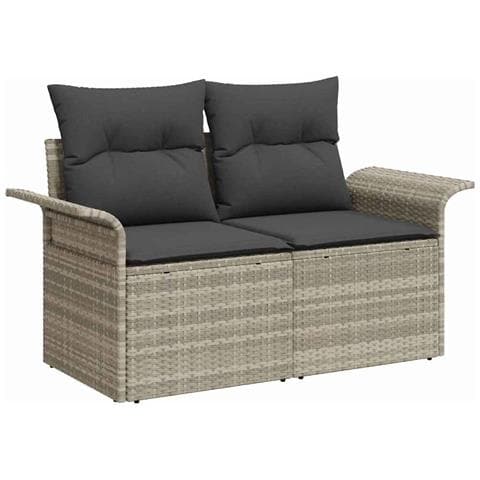 Set Divano Giardino da 8 Pezzi con Cuscini Grigio Chiaro in Rattan Sintetico - Foto 2