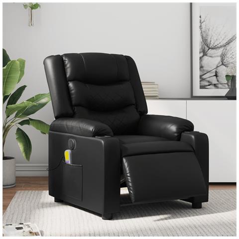 Poltrona Massaggiante Reclinabile Elettrica Nera in Similpelle - Foto 2