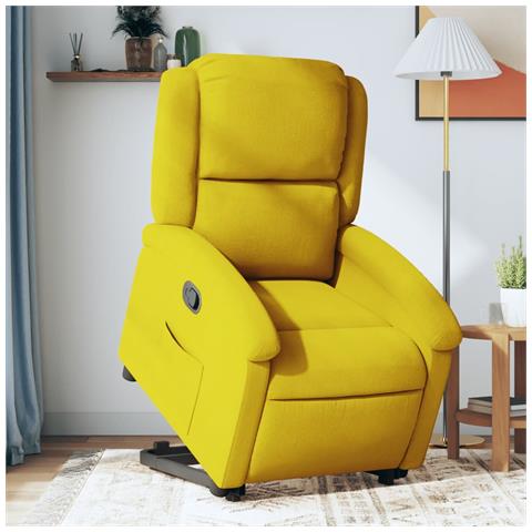 Poltrona Alzapersona Reclinabile Gialla in Velluto - Foto 2