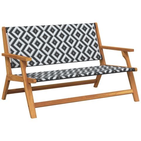 Panchina da Giardino Nera e Bianca 122x76x73.5 cm Legno Massello di Acacia - Foto 1