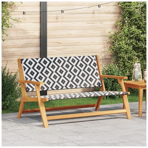 Panchina da Giardino Nera e Bianca 122x76x73.5 cm Legno Massello di Acacia - Foto 2
