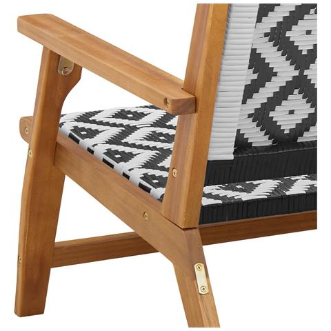 Panchina da Giardino Nera e Bianca 122x76x73.5 cm Legno Massello di Acacia - Foto 9