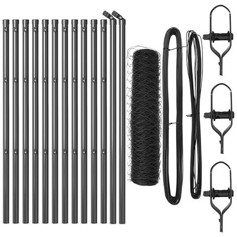 Recinzione Esagonale  Grigia 0.6x25 m Acciaio, Pali per Recinzione  13 pz Grigi Ø32 mm 100 cm Acciaio Galvanizzato - Foto 1