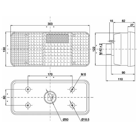 Fanale Posteriore Alogeno Destro 303x103mm 4 Funzioni Luminose - Foto 2