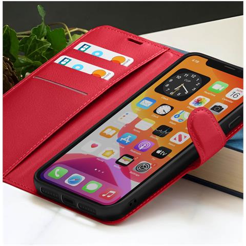 Custodia A Portafoglio Per Iphone 11 Con Supporto E Linguetta Magnetica, Rosso - Foto 2