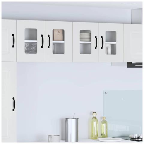 Pensile cucina con porta 2 pcs Bianco Lucido 60 x 31 x 40 cm - Foto 2