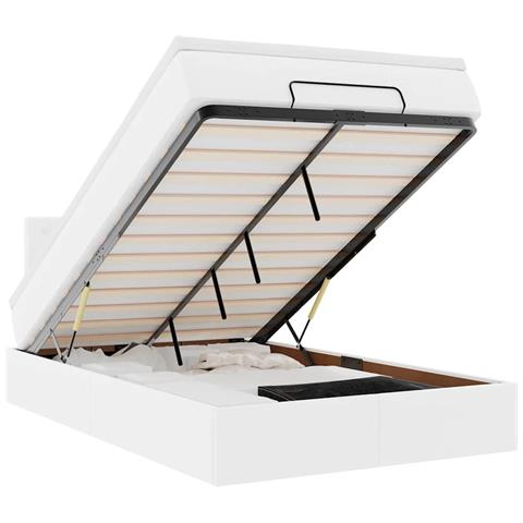 Struttura Letto Pouf con Materasso 120x200 cm Similpelle - Foto 1