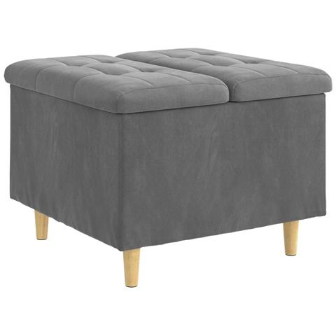 Pouf contenitore Grigio scuro 60 x 60 x 45 cm Velluto - Foto 1