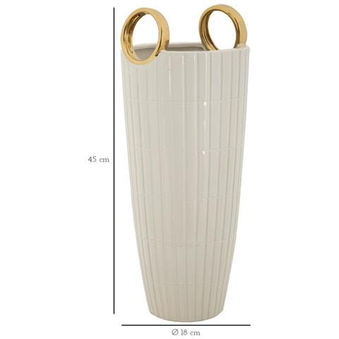 Vaso Shopping In Ceramica Bianca Con Manici Dorati 18x45 Cm - Foto 7
