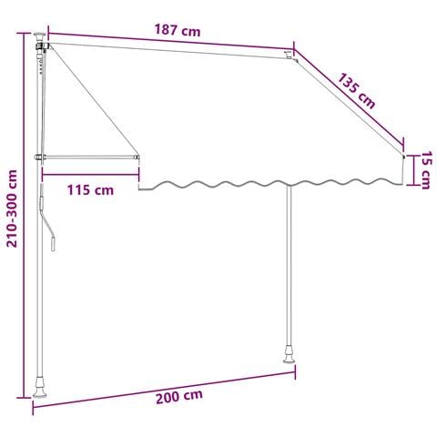 Tenda retrattile manuale Antracite e Bianco 200 cm - Foto 7