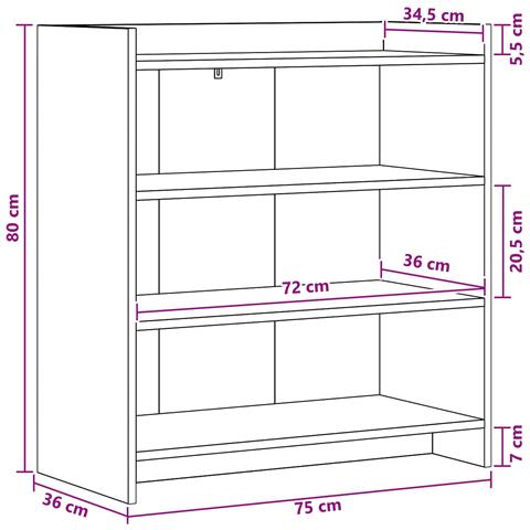 Credenza Sonoma grigio 75 x 36 x 80 cm Legno ingegnerizzato - Foto 6