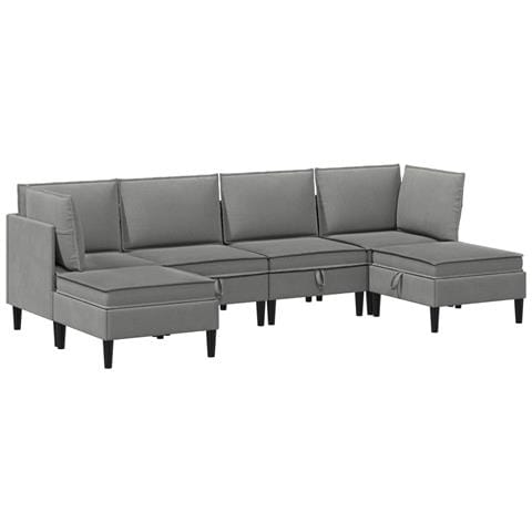 Set di mobili per il soggiorno 6 pcs Grigio scuro Tessuto - Foto 1
