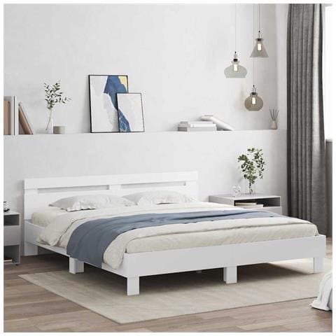 Struttura del letto Bianco 193 x 203 cm Legno multistrato - Foto 2