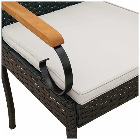Sedie da giardino 4 pcs Nero e Bianco Crema Polyrattan e acacia - Foto 9